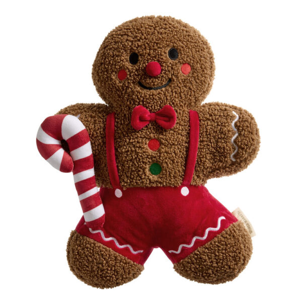 Brown Boucle Gingerbread Man Shaped Throw Pillow