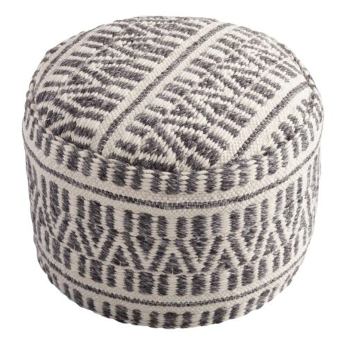 Charcoal and Ivory Woven Textured Floor Pouf Charcoal and Ivory Woven Textured Floor Pouf