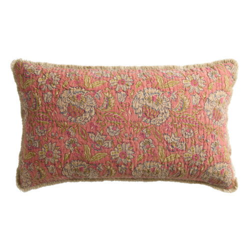 Floral Block Print Lumbar Pillow