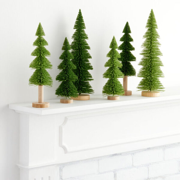 Green Flocked Bottlebrush Christmas Tree Decor Set Of 2 Green Flocked Bottlebrush Christmas Tree Decor Set Of 2