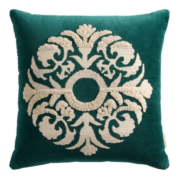 Green Velvet Embroidered Medallion Throw Pillow Green Velvet Embroidered Medallion Throw Pillow