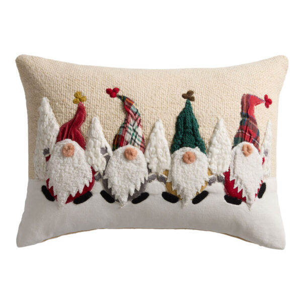 Ivory Snowy Forest Gnomes Lumbar Pillow Ivory Snowy Forest Gnomes Lumbar Pillow