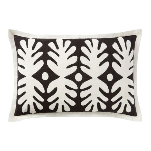Justina Blakeney Marin Black and Ivory Leaf Lumbar Pillow