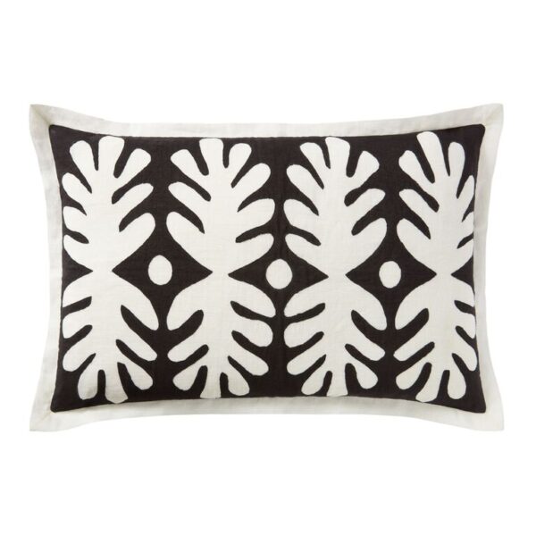 Justina Blakeney Marin Black and Ivory Leaf Lumbar Pillow