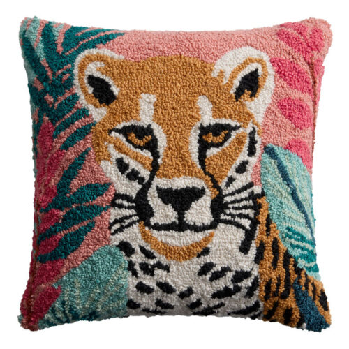 Leopard Face Tufted Indoor Outdoor Throw Pillow