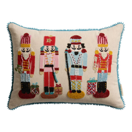 Multicolor Nutcracker Beaded Lumbar Pillow
