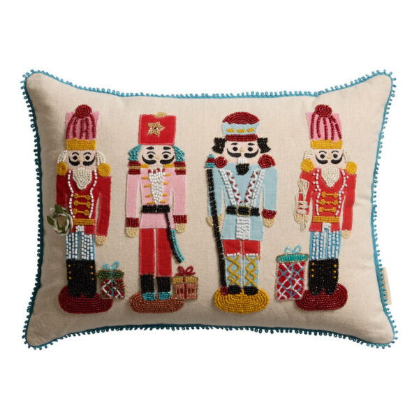 Multicolor Nutcracker Beaded Lumbar Pillow