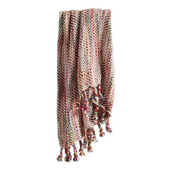 Multicolor Stitch Fringe Throw Blanket