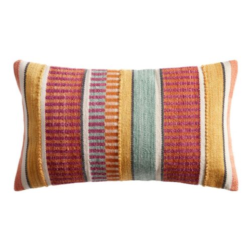 Multicolor Variegated Stripe Indoor Outdoor Lumbar Pillow Multicolor Variegated Stripe Indoor Outdoor Lumbar Pillow