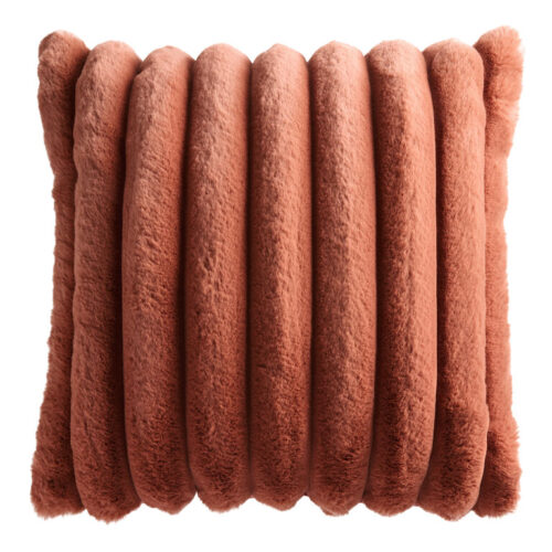 Oversized Faux Fur Wide Ribbed Throw Pillow
