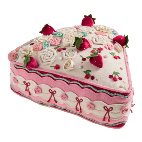 Pink Multicolor Felt Cake Wedge Shaped Throw Pillow