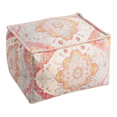 Rectangular Vintage Rug Print Pouf