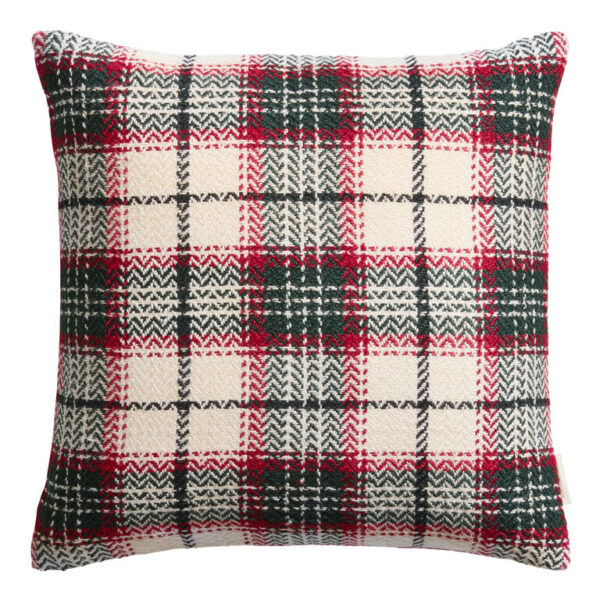 Red and Green Plaid Indoor Outdoor Throw Pillow