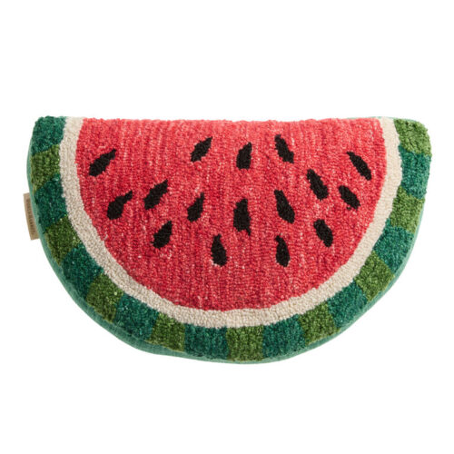 Red and Green Watermelon Shaped Indoor Outdoor Throw Pillow