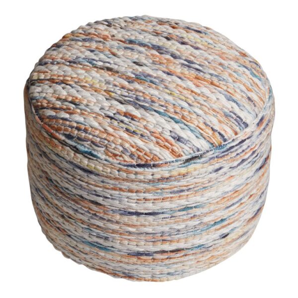 Round Multicolor Handwoven Indoor Outdoor Pouf Round Multicolor Handwoven Indoor Outdoor Pouf
