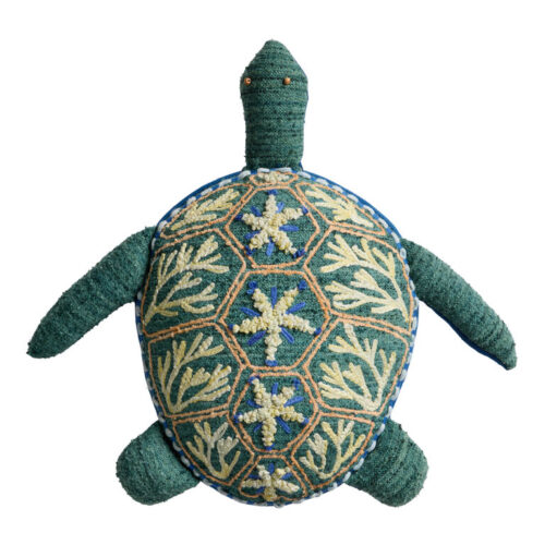 Seafoam Green Turtle Shaped Indoor Outdoor Throw Pillow