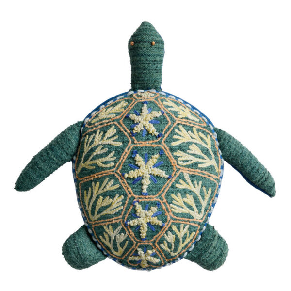 Seafoam Green Turtle Shaped Indoor Outdoor Throw Pillow