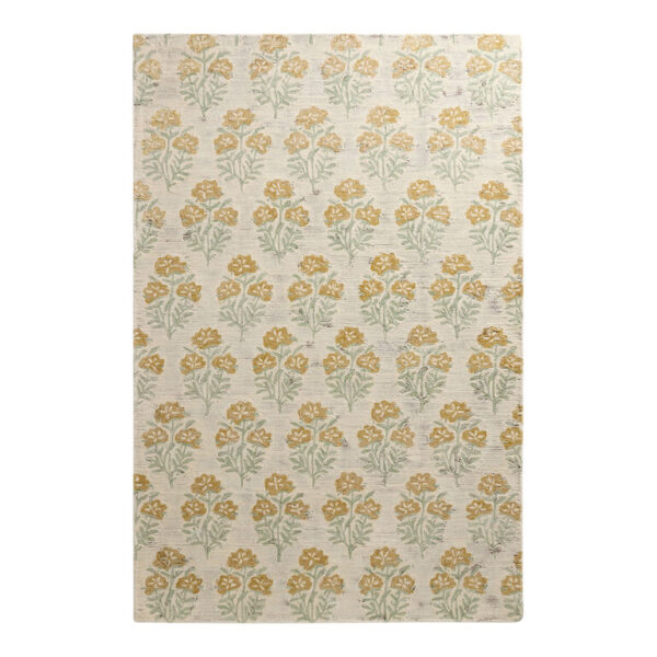 Tula Ochre and Green Floral Hand Tufted Wool Area Rug Tula Ochre and Green Floral Hand Tufted Wool Area Rug